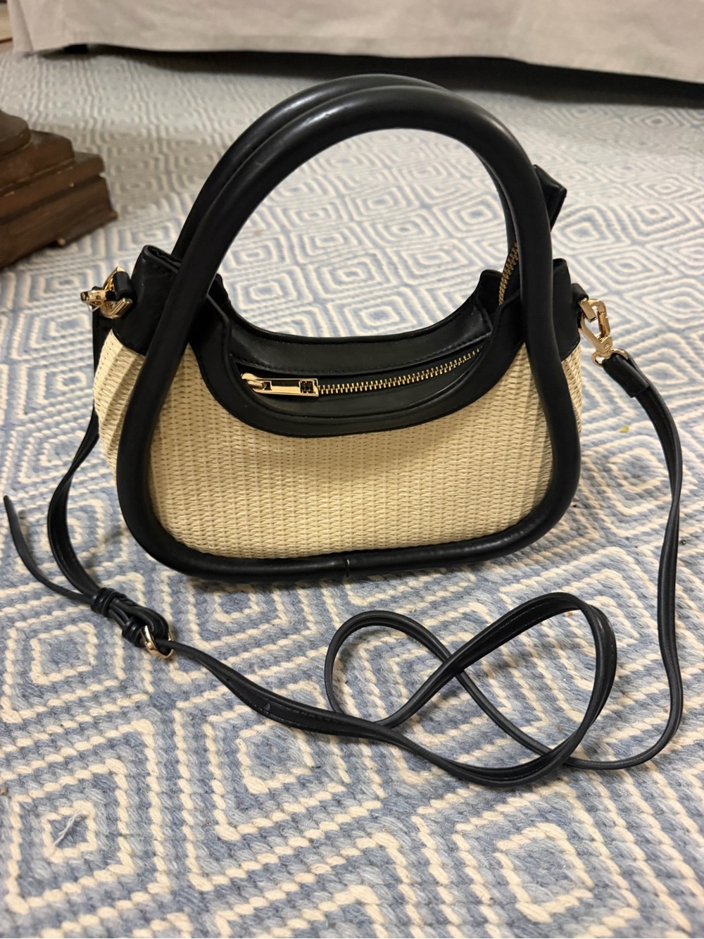 Target’s a new day Black & Straw Mini Top-Handle Crossbody Purse